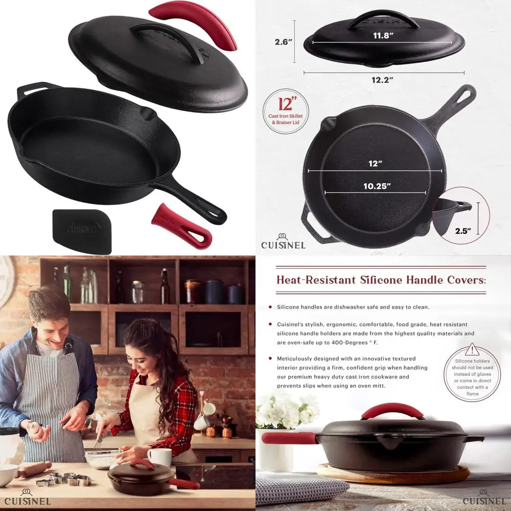 12-дюймовая предварительно приправленная чугунная сковорода с крышкой, силиконовой ручкой и держателями крышки и скребком/очистителем — набор крыше сковороды для
12-дюймовая предварительно приправленная чугунная сковорода с крышкой, силиконовой ручкой и держателями крышки и скребком/очистителем — набор крыше сковороды для