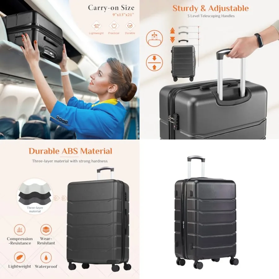 Carry on Luggage, Hard Shell ABS Suitcase with Double Spner Wheels, Lightweight Expandable Rollg Suit Case with TSA Lock
Carry on Luggage, Hard Shell ABS Suitcase with Double Spner Wheels, Lightweight Expandable Rollg Suit Case with TSA Lock