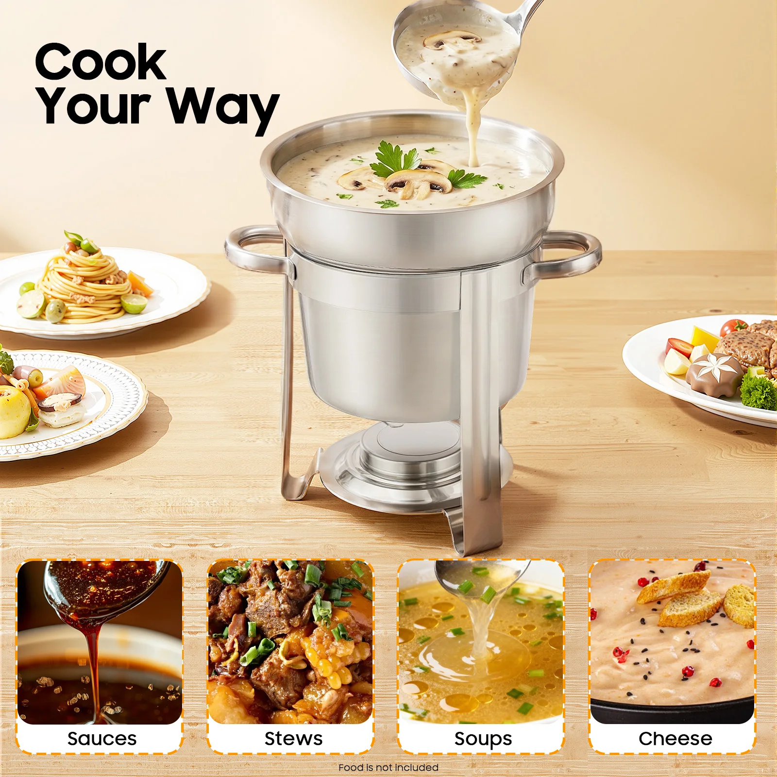 Soup Warmer, Soup Chafer, 7L Stainless Steel Buffet Server, Commercial Food Warmer, 201 Steel, Polished Finish, Fuel Holder, Efficient Heat Distribution
Soup Warmer, Soup Chafer, 7L Stainless Steel Buffet Server, Commercial Food Warmer, 201 Steel, Polished Finish, Fuel Holder, Efficient Heat Distribution