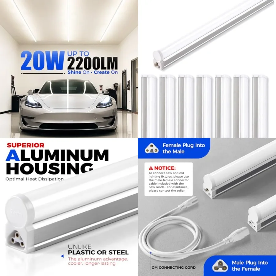 LED Shop Light 4Feet, 2200lm, Cool White, T5 Led Fixture, Linkable Shop Lights, Ceiling and Under Cabinet Light, Tube Lights fo
LED Shop Light 4Feet, 2200lm, Cool White, T5 Led Fixture, Linkable Shop Lights, Ceiling and Under Cabinet Light, Tube Lights fo