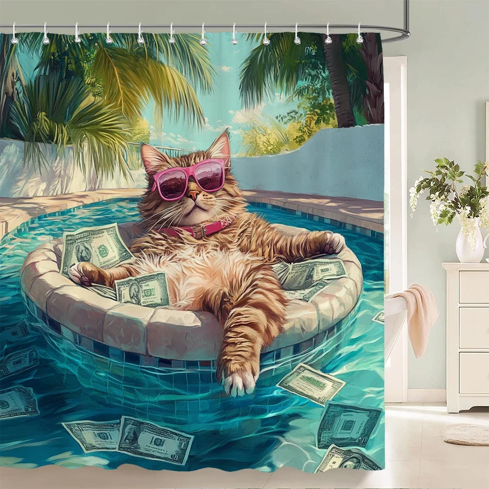 Funny Cat and Dog Shower Curtain Animal Beach Printed Bathroom Bath Curtain Home Decor With Hooks
Funny Cat and Dog Shower Curtain Animal Beach Printed Bathroom Bath Curtain Home Decor With Hooks