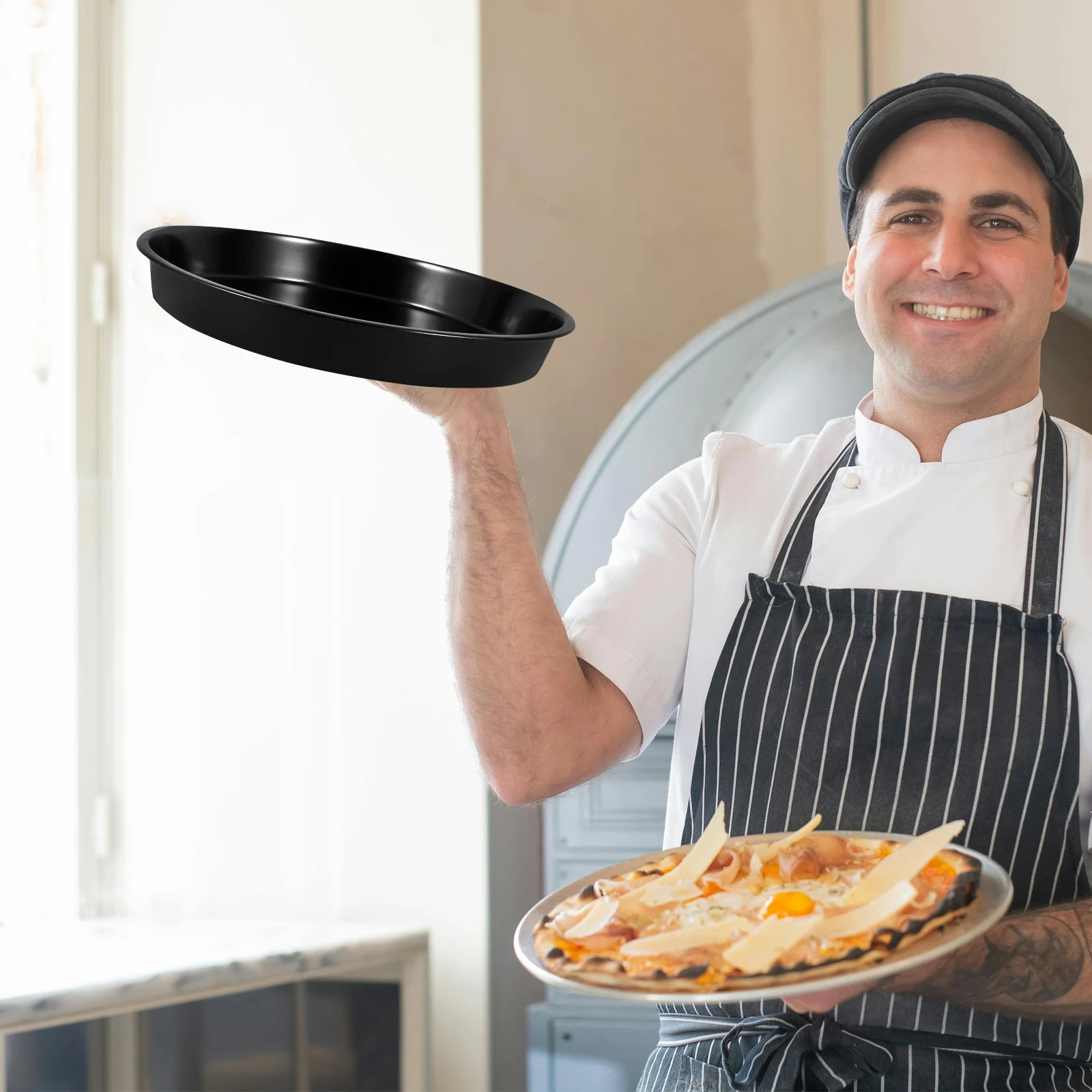 Pizza Pan Round Baking Tray Nonstick Metal Carbon Steel Black Easy Release Home Restaurant Use Cake Pan Kitchen
Pizza Pan Round Baking Tray Nonstick Metal Carbon Steel Black Easy Release Home Restaurant Use Cake Pan Kitchen