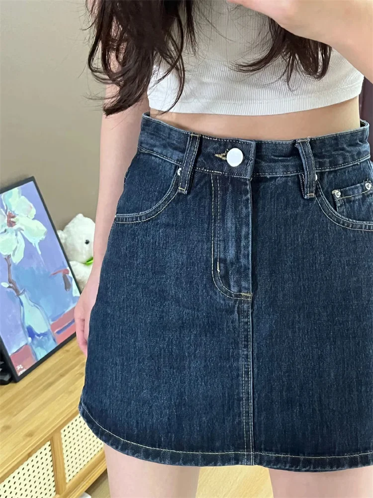 High Waist A-Line Skirt Women's Denim Thin Large Size Conceal Belly Slim ort Korean Sle Commute Pure Color Summer
High Waist A-Line Skirt Women's Denim Thin Large Size Conceal Belly Slim ort Korean Sle Commute Pure Color Summer