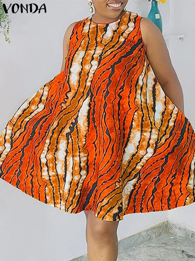 Plus Size 5XL VONDA 2025 Summer Women Party Dress Sleeveless Printing Sundress Bohemian Dress Casual Vestidos O Neck Mini Robe
Plus Size 5XL VONDA 2025 Summer Women Party Dress Sleeveless Printing Sundress Bohemian Dress Casual Vestidos O Neck Mini Robe
