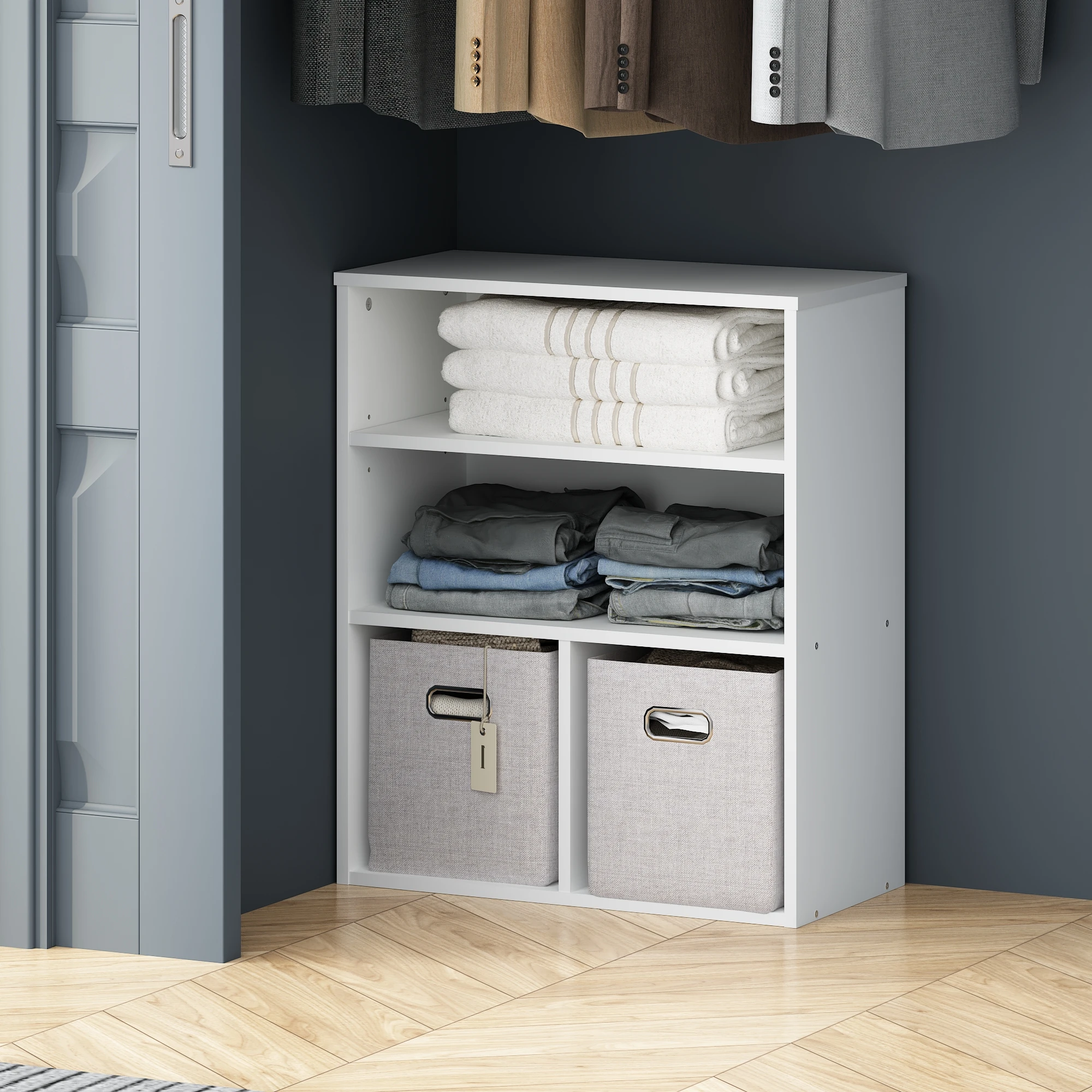 3 Tier Open Shelf for Clothing Closet Storage and Organization White
3 Tier Open Shelf for Clothing Closet Storage and Organization White