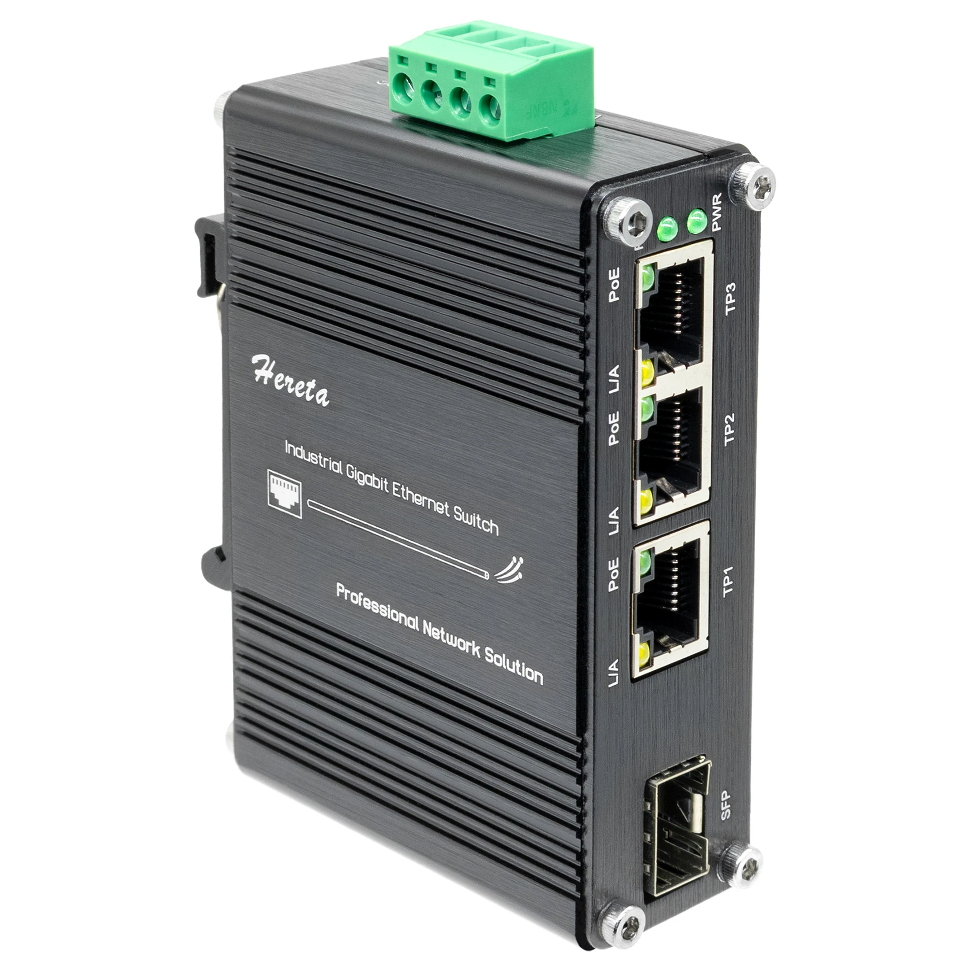 Mini Industrial PoE Ethernet Switch 3 Port Gigabit Network Switch with SFP 1000Mbps 3 RJ45+1SFP Port 12~48VDC Input
Mini Industrial PoE Ethernet Switch 3 Port Gigabit Network Switch with SFP 1000Mbps 3 RJ45+1SFP Port 12~48VDC Input