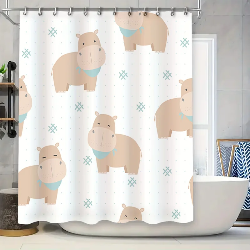 Bathroom Decor Set Blue White Bath Shower Curtain with Baby Hippo Print for Kids Room Decoration Waterproof Fabric Shower Curtai
Bathroom Decor Set Blue White Bath Shower Curtain with Baby Hippo Print for Kids Room Decoration Waterproof Fabric Shower Curtai