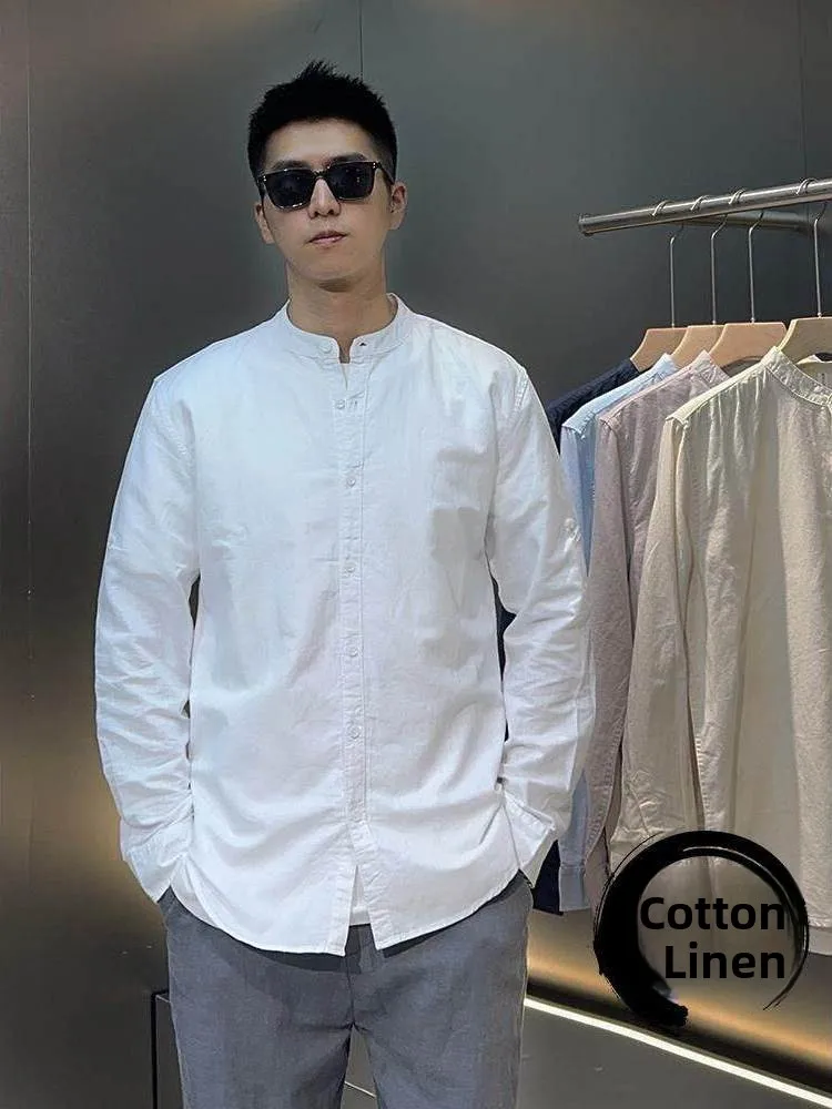 Loose Cotton Linen Men's Shirt Casual Stand Collar Pure Color Spring Summer Fashion Citywalk Nine Sleeve Cleanfit Inner Wear
Loose Cotton Linen Men's Shirt Casual Stand Collar Pure Color Spring Summer Fashion Citywalk Nine Sleeve Cleanfit Inner Wear