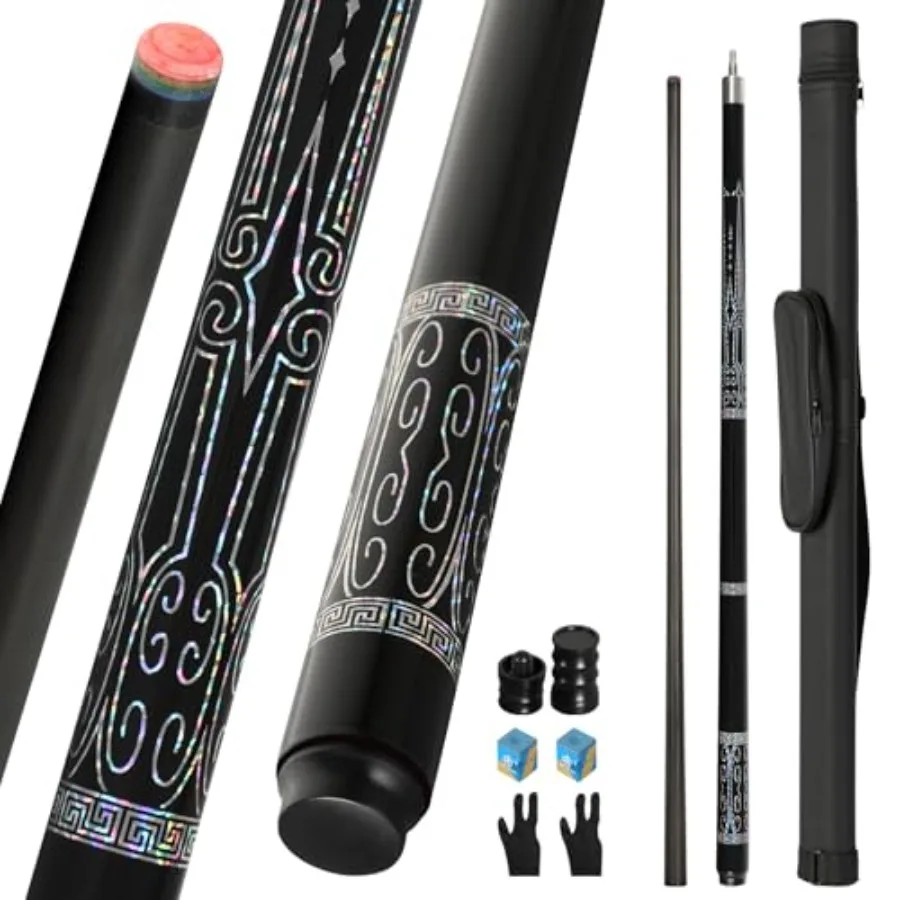 Carbon Fiber Pool Cue Stick 20-21 oz, Professional 13mm Rainbow Tip, 3/8 * 8 Joint, Includes Cue Case, Joint Protectors, Cue Ch
Carbon Fiber Pool Cue Stick 20-21 oz, Professional 13mm Rainbow Tip, 3/8 * 8 Joint, Includes Cue Case, Joint Protectors, Cue Ch