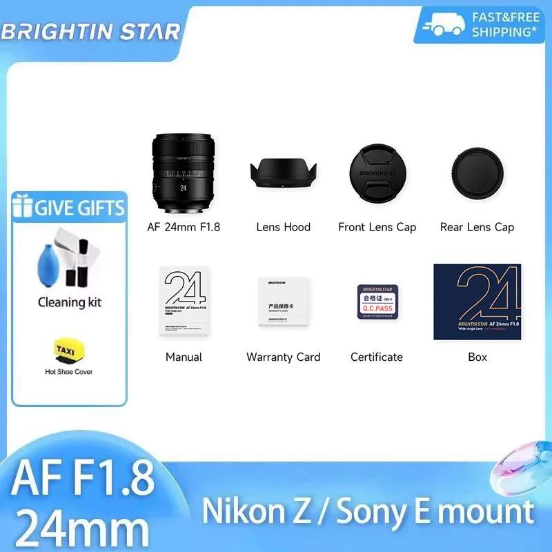 Brightin Star 24mm F1.8 Auto Focus Full Frame Wide Angle Humanities Lens for Sony E A7III A7IV ZV-E1 ZVE10 Nikon Z Z6 Z9 Z5II
Brightin Star 24mm F1.8 Auto Focus Full Frame Wide Angle Humanities Lens for Sony E A7III A7IV ZV-E1 ZVE10 Nikon Z Z6 Z9 Z5II