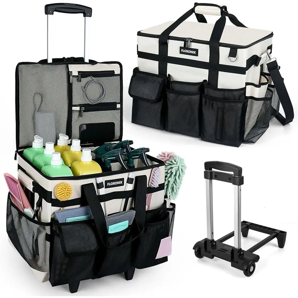 Large Rolling Cleaning Caddy Bag with Wheels, with Detachable Trolley, Cleaning Bags on Wheels or Housekeepers, Cleaning Cart Su
Large Rolling Cleaning Caddy Bag with Wheels, with Detachable Trolley, Cleaning Bags on Wheels or Housekeepers, Cleaning Cart Su