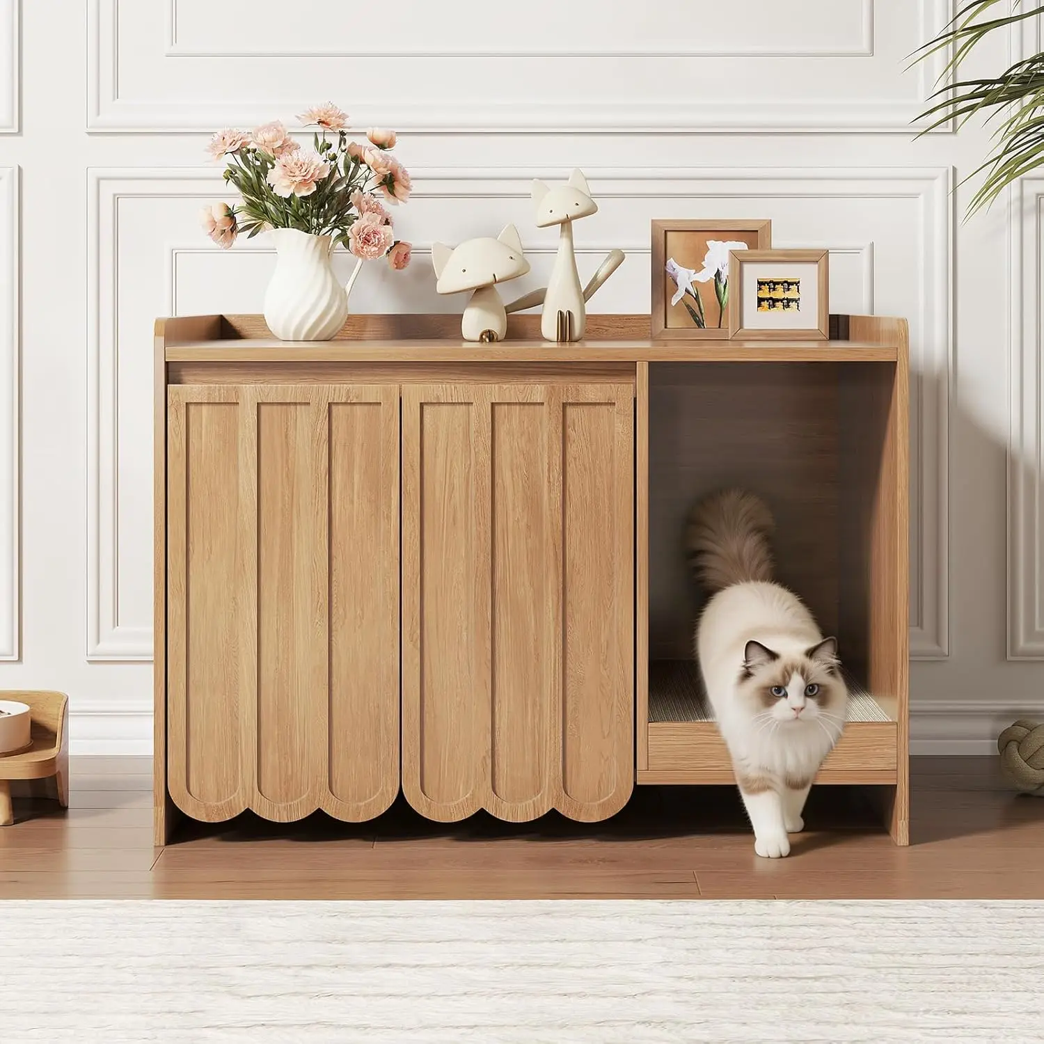 Cat Litter Box Enclosure with Scratch Pad, Hidden Litter Box with Soft-Close Hinges, Modern Fluted Cat Litter Box Furniture
Cat Litter Box Enclosure with Scratch Pad, Hidden Litter Box with Soft-Close Hinges, Modern Fluted Cat Litter Box Furniture
