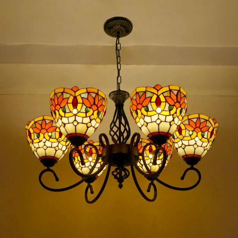VIOLET Tiffany European Living Room PendantLamp Vintage Creative Color Glass restaurant Bedroom Hotel Chandelier
VIOLET Tiffany European Living Room PendantLamp Vintage Creative Color Glass restaurant Bedroom Hotel Chandelier