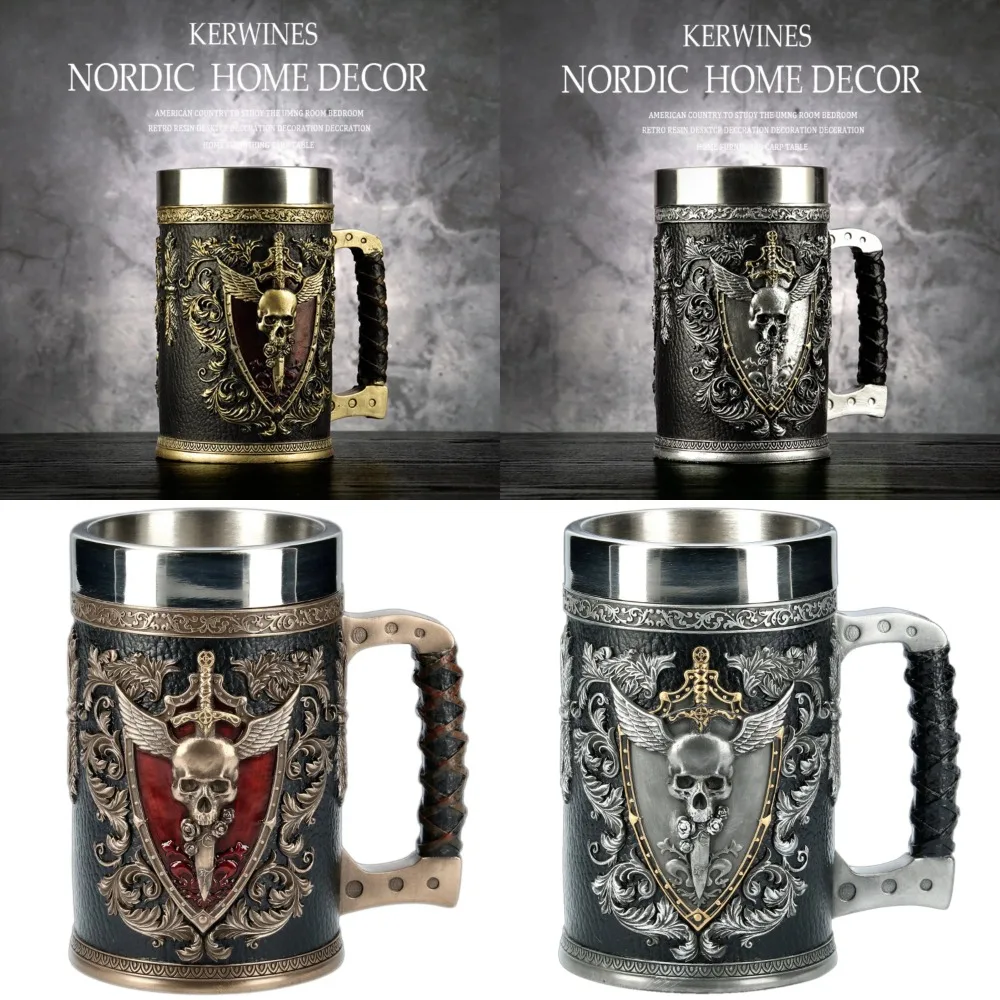 Winged Shield Skull Crest Stainless Steel Resin 3D Beer Mugs Tankard Double Headed Eagle 600ml Coffee Cup Mug Stein
Winged Shield Skull Crest Stainless Steel Resin 3D Beer Mugs Tankard Double Headed Eagle 600ml Coffee Cup Mug Stein