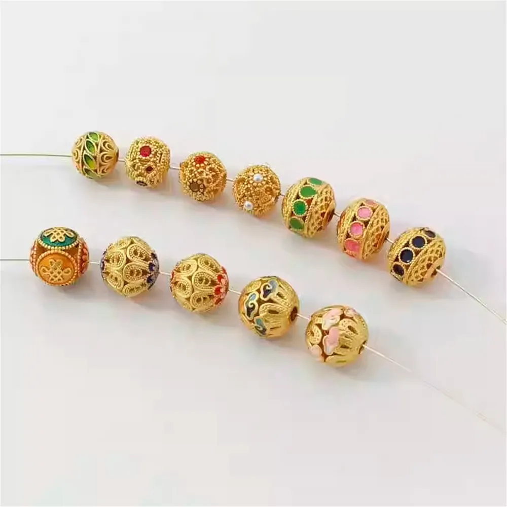 18K Gold-plated Oil-dripping Leaf Auspicious Cloud Chinese Knot Hollowed-out Ball Beads DIY Handmade Bracelet Necklace Loose Bea
18K Gold-plated Oil-dripping Leaf Auspicious Cloud Chinese Knot Hollowed-out Ball Beads DIY Handmade Bracelet Necklace Loose Bea