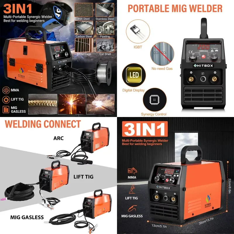 3 in 1 Semi-Automatic Mig Welding Machine Tig Argon Arc MIG Gasless Synergy Inverter Soldering Welder 110V 220V
3 in 1 Semi-Automatic Mig Welding Machine Tig Argon Arc MIG Gasless Synergy Inverter Soldering Welder 110V 220V