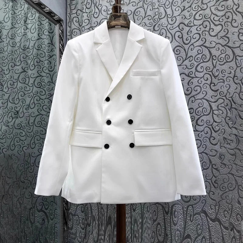 High Quality New Blazer Coats 2025 Spring Summer Women Notched Collar Black Button Pocket Patchwork Long Sleeve White Blazers
High Quality New Blazer Coats 2025 Spring Summer Women Notched Collar Black Button Pocket Patchwork Long Sleeve White Blazers