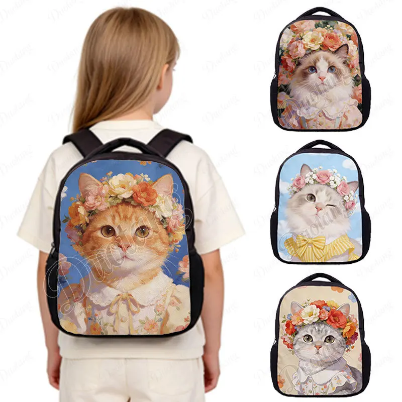 12 Inches Cute Cat Wearing Garlands of Flowers Print Backpack for 2-4 Years Old Ragdoll Cat Kindergarten Toddler School Bags
12 Inches Cute Cat Wearing Garlands of Flowers Print Backpack for 2-4 Years Old Ragdoll Cat Kindergarten Toddler School Bags