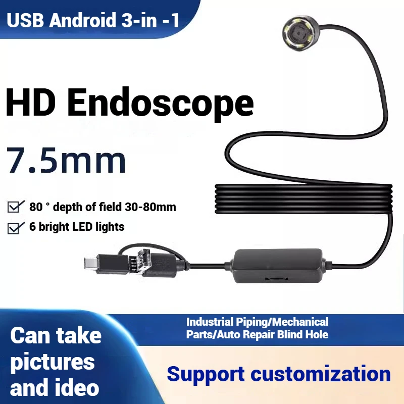 7.5mm HD Long 1.5m Borescope Camera Auto Repair Industrial Sewer Pipe Inspection Probe USB Connection Android Mobile Phone
7.5mm HD Long 1.5m Borescope Camera Auto Repair Industrial Sewer Pipe Inspection Probe USB Connection Android Mobile Phone