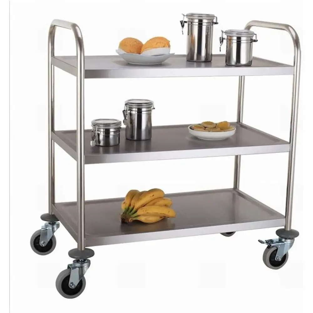 Stainless Steel 3-Tier Kitchen Serving Cart with Brake, 150kg Capacity, 75x40x83cm
Stainless Steel 3-Tier Kitchen Serving Cart with Brake, 150kg Capacity, 75x40x83cm