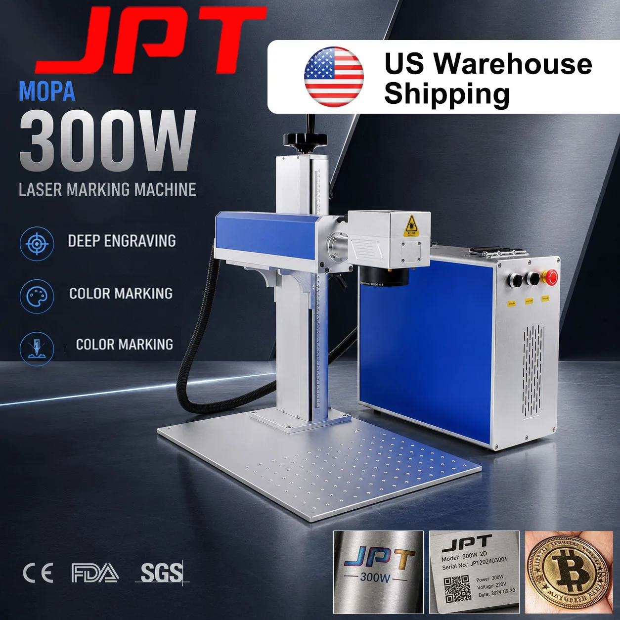 300W JPT Mopa Fiber Laser Marking Machine Deep Marking Engraving for Metal Glass Jewelry Marking Laser Cutting
300W JPT Mopa Fiber Laser Marking Machine Deep Marking Engraving for Metal Glass Jewelry Marking Laser Cutting