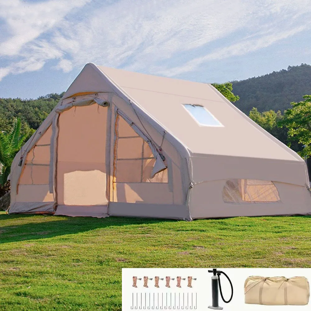 Inflatable tent camping, 4-6 person hand pump inflatable tent, with skylight and double door waterproof oxford cloth with chim
Inflatable tent camping, 4-6 person hand pump inflatable tent, with skylight and double door waterproof oxford cloth with chim