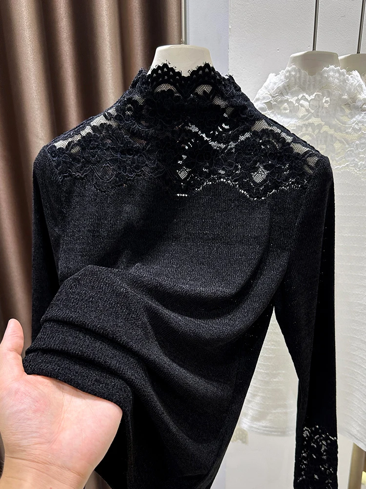 Сексуальный кружевной топ с высоким воротником и вырезами для женщин, базовая внутренняя одежда, многослойная одежда в корейском стиле, облегающий крой
Сексуальный кружевной топ с высоким воротником и вырезами для женщин, базовая внутренняя одежда, многослойная одежда в корейском стиле, облегающий крой