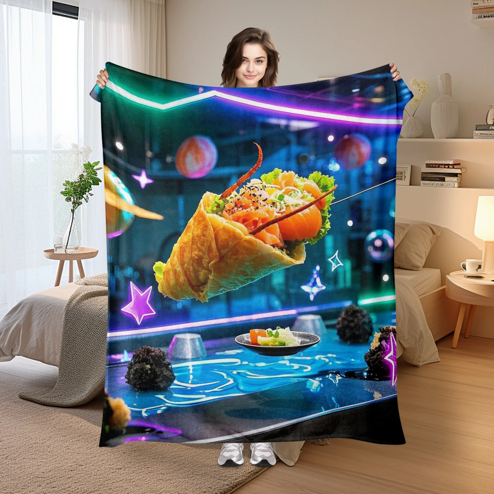 Sci Fi Lobster Roll Laser Origami Style Food Themed Plush Blanket For Unique And Futuristic Home Decor Statement
Sci Fi Lobster Roll Laser Origami Style Food Themed Plush Blanket For Unique And Futuristic Home Decor Statement