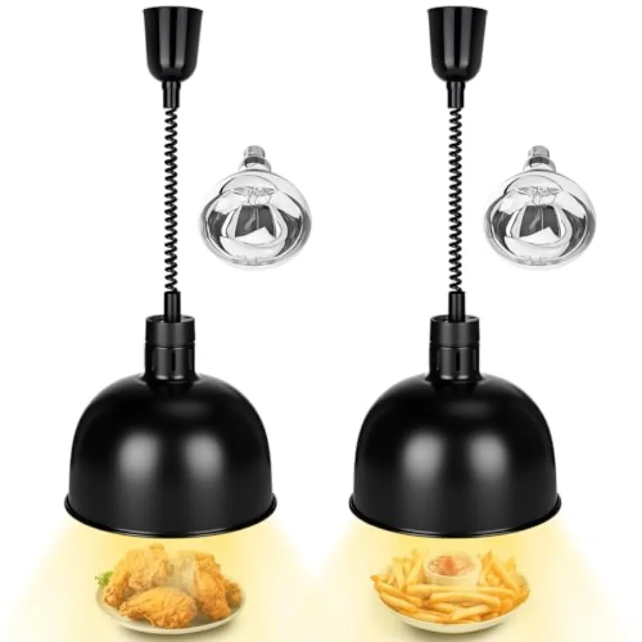 Commercial buffet restaurant kitchen hanging food heat lamp with 250W infrared heating bulb, retractable black metal fixture, 2
Commercial buffet restaurant kitchen hanging food heat lamp with 250W infrared heating bulb, retractable black metal fixture, 2