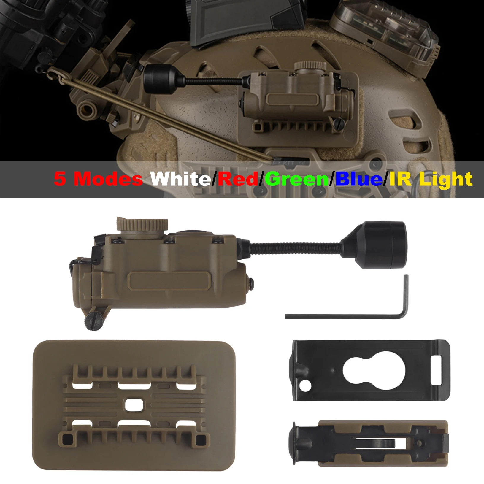 Tactical Helmet Strobe Light,Sidewinder LED Helmet Light,White Red Green Blue IR Light,Stalk Arc Rail Helmet Clip FlashLight
Tactical Helmet Strobe Light,Sidewinder LED Helmet Light,White Red Green Blue IR Light,Stalk Arc Rail Helmet Clip FlashLight