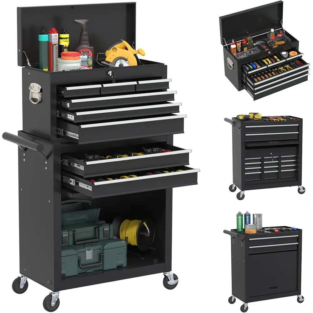 8-Drawer Rolling Toolbox with Lockable Storage for Garage and Workshop - High Capacity, Black
8-Drawer Rolling Toolbox with Lockable Storage for Garage and Workshop - High Capacity, Black