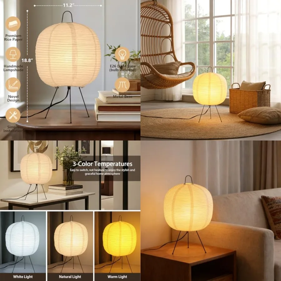Rice Paper Lamp, Lantern Lamp for Wabi-Sabi Decor and Cozy Ambiance, Noguchi Paper Table Lamp for Bedroom, Living Room
Rice Paper Lamp, Lantern Lamp for Wabi-Sabi Decor and Cozy Ambiance, Noguchi Paper Table Lamp for Bedroom, Living Room