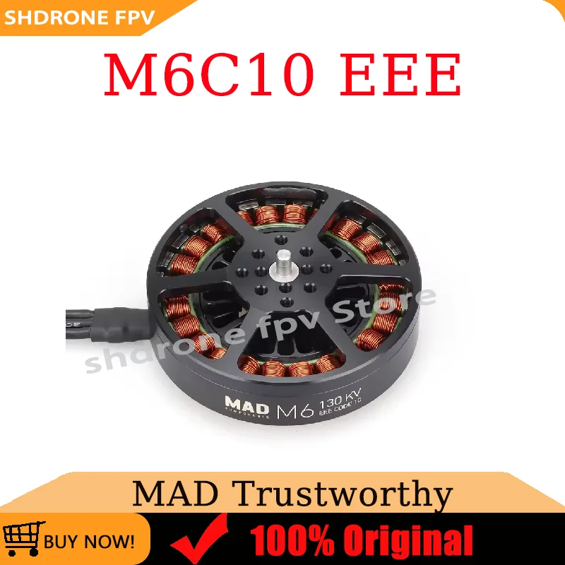 MAD M6C10 EEE 150KV/200KV/250KV 12S 300KV 6S Brushless Motor Max Thrust 10.4kg Sustained thrust 2.5-5kg for RC Drone
MAD M6C10 EEE 150KV/200KV/250KV 12S 300KV 6S Brushless Motor Max Thrust 10.4kg Sustained thrust 2.5-5kg for RC Drone