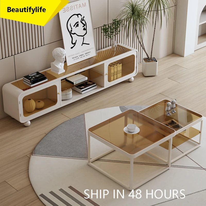 a13 Cream Style Glass Coffee Table TV Cabinet Combination Light Luxury Living Room Floor Storage Locker
a13 Cream Style Glass Coffee Table TV Cabinet Combination Light Luxury Living Room Floor Storage Locker