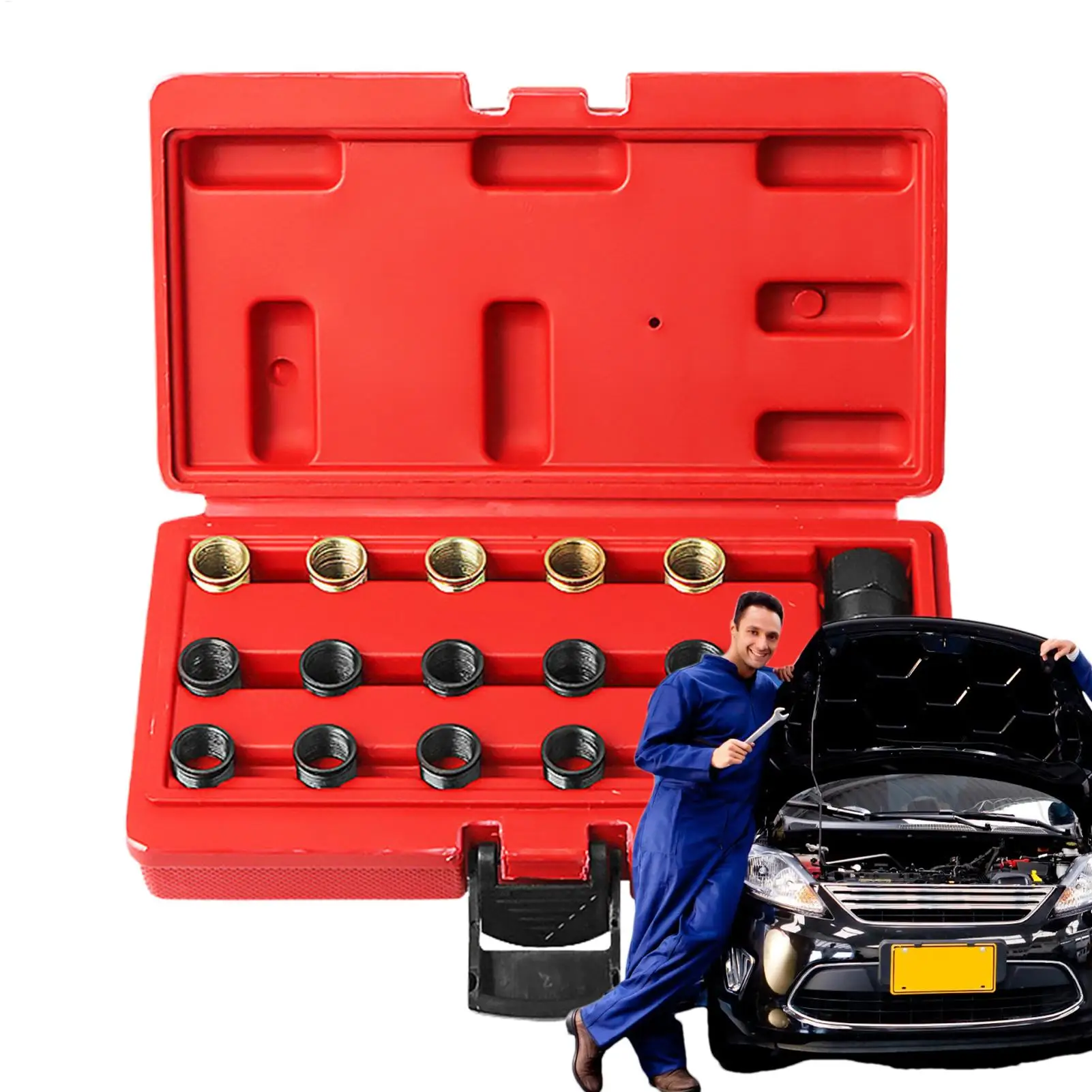 Plug Thread Repair Kit 16 Piece Socket Helicoil Plug Thread Repair Kit with Portable Case for Truck Car Suv Rv Sedan Automotive
Plug Thread Repair Kit 16 Piece Socket Helicoil Plug Thread Repair Kit with Portable Case for Truck Car Suv Rv Sedan Automotive
