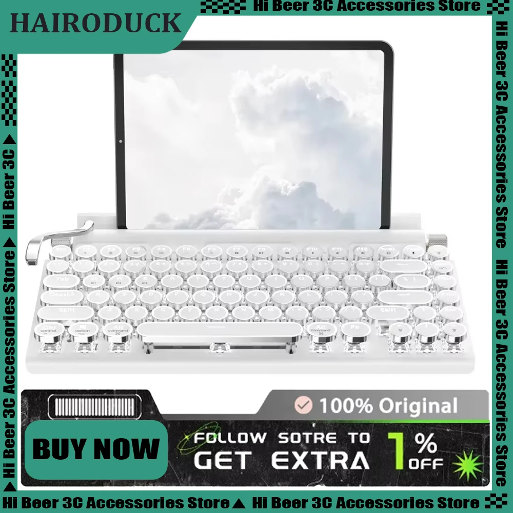Hairo Duck ML-981 Беспроводная механическая клавиатура Bluetooth Двухрежимная пишущая машинка Ретро-стиль Офисная мультиплатформа Совместимость
Hairo Duck ML-981 Беспроводная механическая клавиатура Bluetooth Двухрежимная пишущая машинка Ретро-стиль Офисная мультиплатформа Совместимость