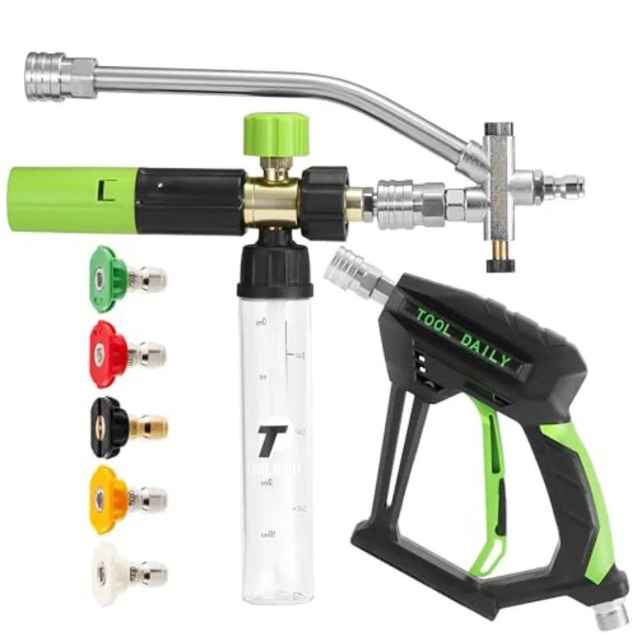 Short Pressure Washer Gun with Mini Foam Cannon Dual Connector Accessory 5 Power Washer Nozzle Tips 1/4 Inch Quick C
Short Pressure Washer Gun with Mini Foam Cannon Dual Connector Accessory 5 Power Washer Nozzle Tips 1/4 Inch Quick C