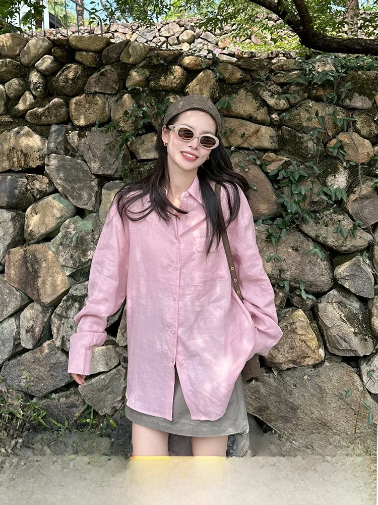 Розовая шелковая блузка женская свободного кроя с длинным рукавом, осенняя, в корейском стиле, шикарный топ, дышащая, удобная, повседневная
Розовая шелковая блузка женская свободного кроя с длинным рукавом, осенняя, в корейском стиле, шикарный топ, дышащая, удобная, повседневная