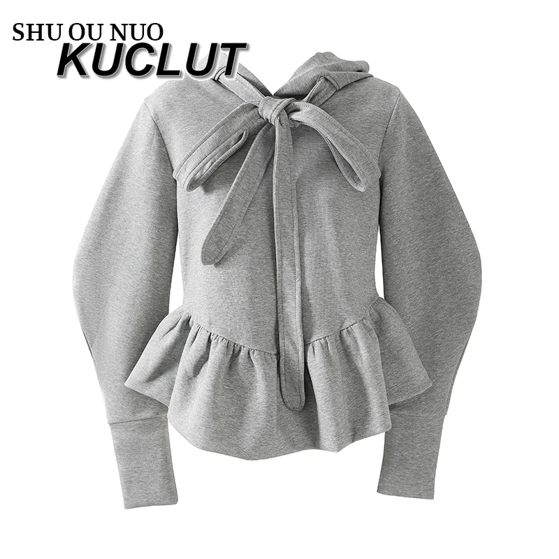 Lady Long Sleeve Top Sweet and Cute Spring Autumn Girl Bow Grey Hooded Pullover Casual Sweatshirt Women's Loose Hoodies
Lady Long Sleeve Top Sweet and Cute Spring Autumn Girl Bow Grey Hooded Pullover Casual Sweatshirt Women's Loose Hoodies