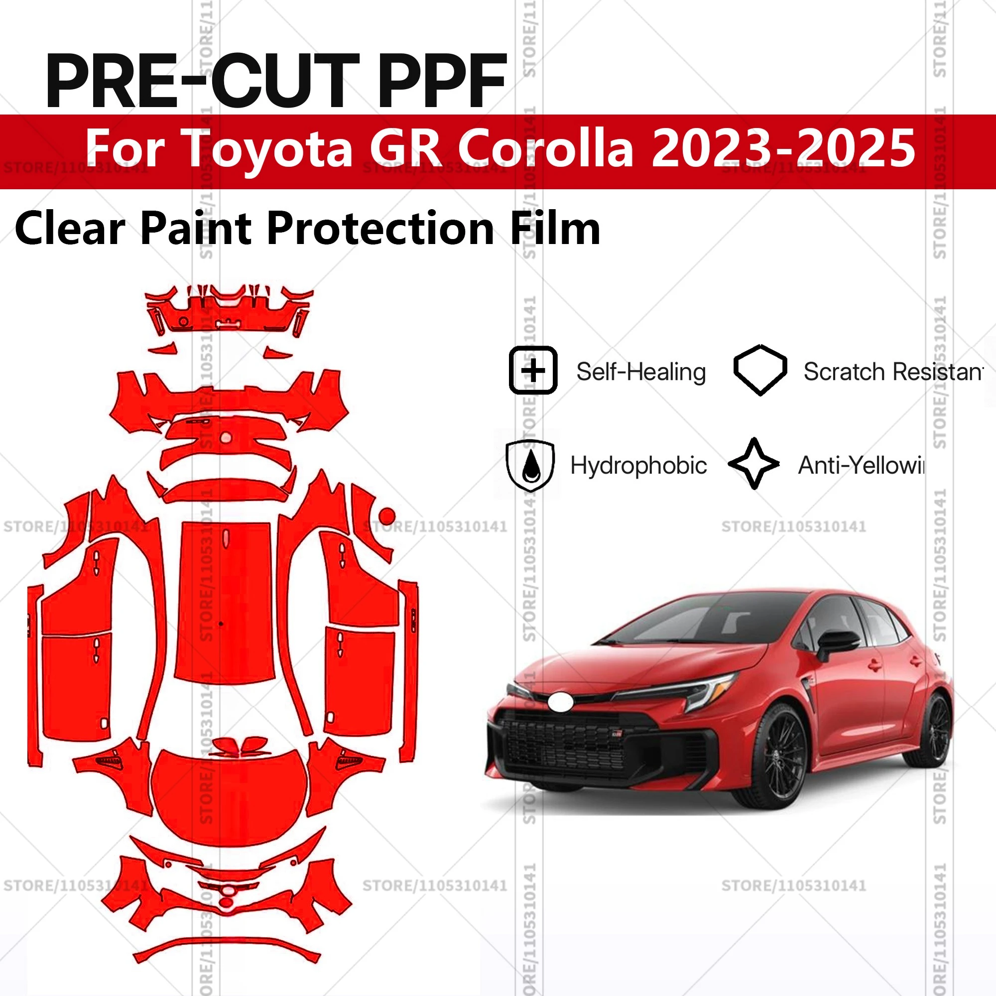 Для Toyota GR Corolla 2023-2025: Предварительно вырезанная прозрачная защитная пленка (PPF) для автомобиля, профессиональная пленка для полной оклейки кузова
Для Toyota GR Corolla 2023-2025: Предварительно вырезанная прозрачная защитная пленка (PPF) для автомобиля, профессиональная пленка для полной оклейки кузова
