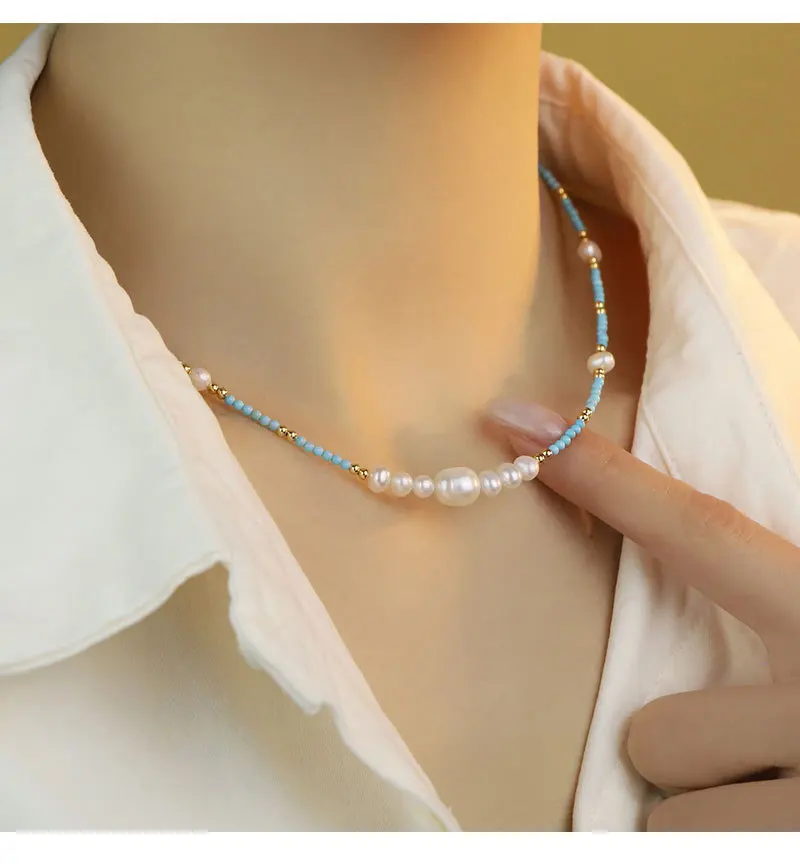 Charm Turquoise Natural Pearl Beads Necklace Clavicle Chain for Fashion Bohemian Style Women Party Gifts Accessory
Charm Turquoise Natural Pearl Beads Necklace Clavicle Chain for Fashion Bohemian Style Women Party Gifts Accessory