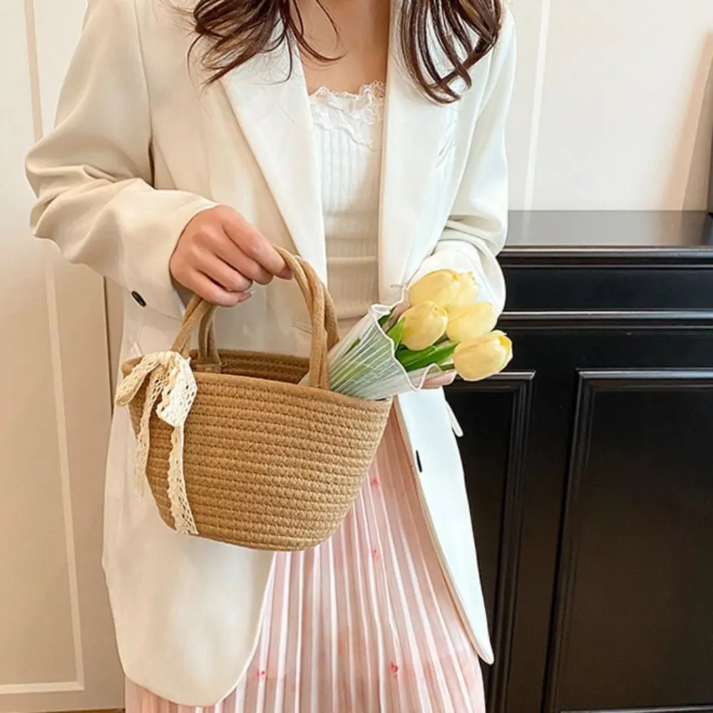 Fashion Pastoral Style Woven Straw Tote Bag Bucket Bag with Ribbon Beach Straw Bag Khaki Small Woven Handbag Travel
Fashion Pastoral Style Woven Straw Tote Bag Bucket Bag with Ribbon Beach Straw Bag Khaki Small Woven Handbag Travel