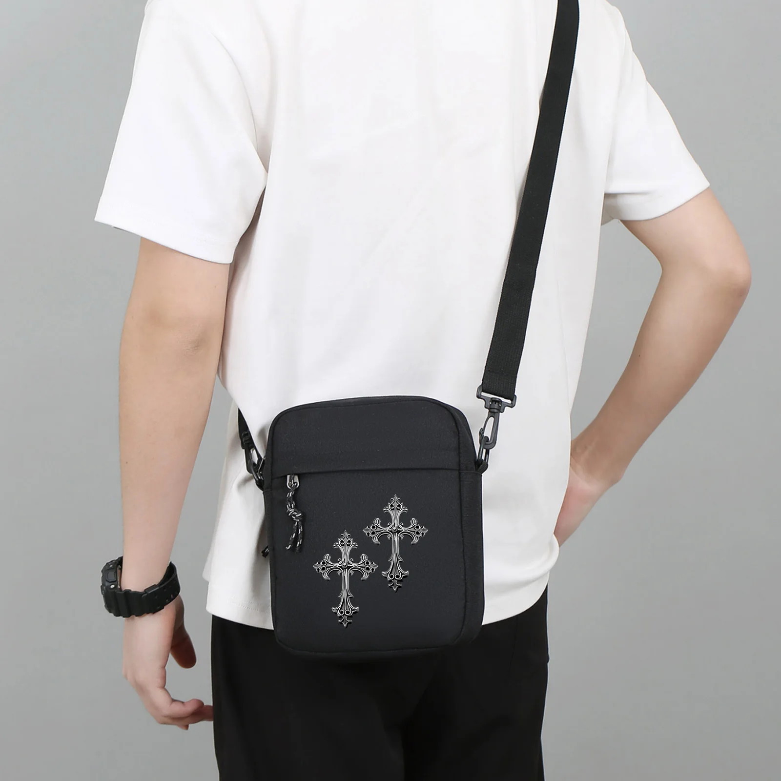 Black A Stylish and Minimalist Crossbody Bag with A Double Cross Print Featuring A Multifunctional Capacity for Daily Commuting
Black A Stylish and Minimalist Crossbody Bag with A Double Cross Print Featuring A Multifunctional Capacity for Daily Commuting
