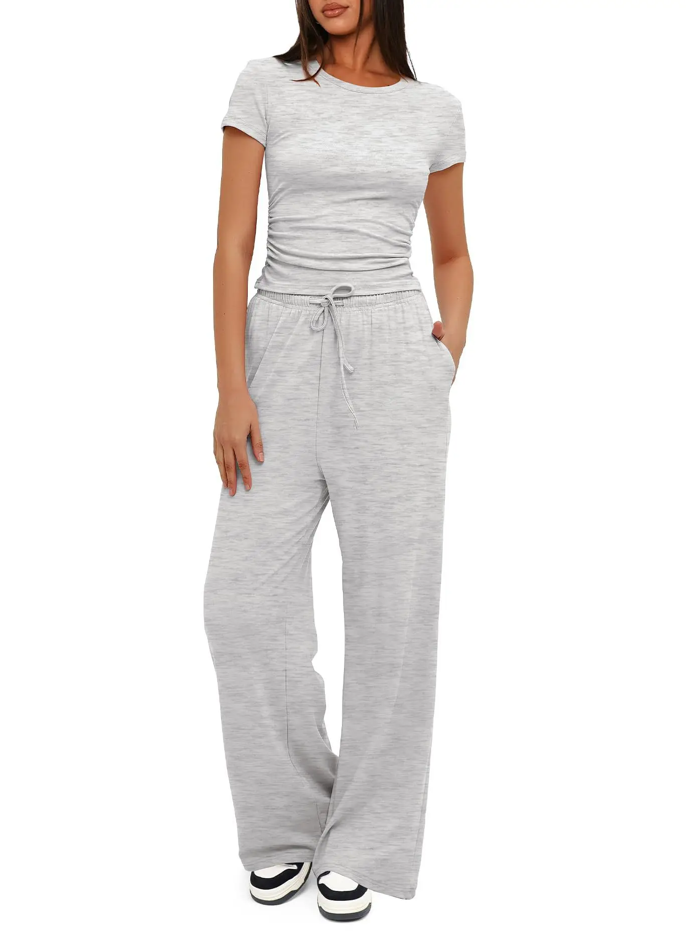 Women Casual Tracksuit Basic Slim Tee Shirt Skinny Flared Trousers 2Pcs Spring Soft Fashion Sporty Stylish Set Y2K Wear
Women Casual Tracksuit Basic Slim Tee Shirt Skinny Flared Trousers 2Pcs Spring Soft Fashion Sporty Stylish Set Y2K Wear