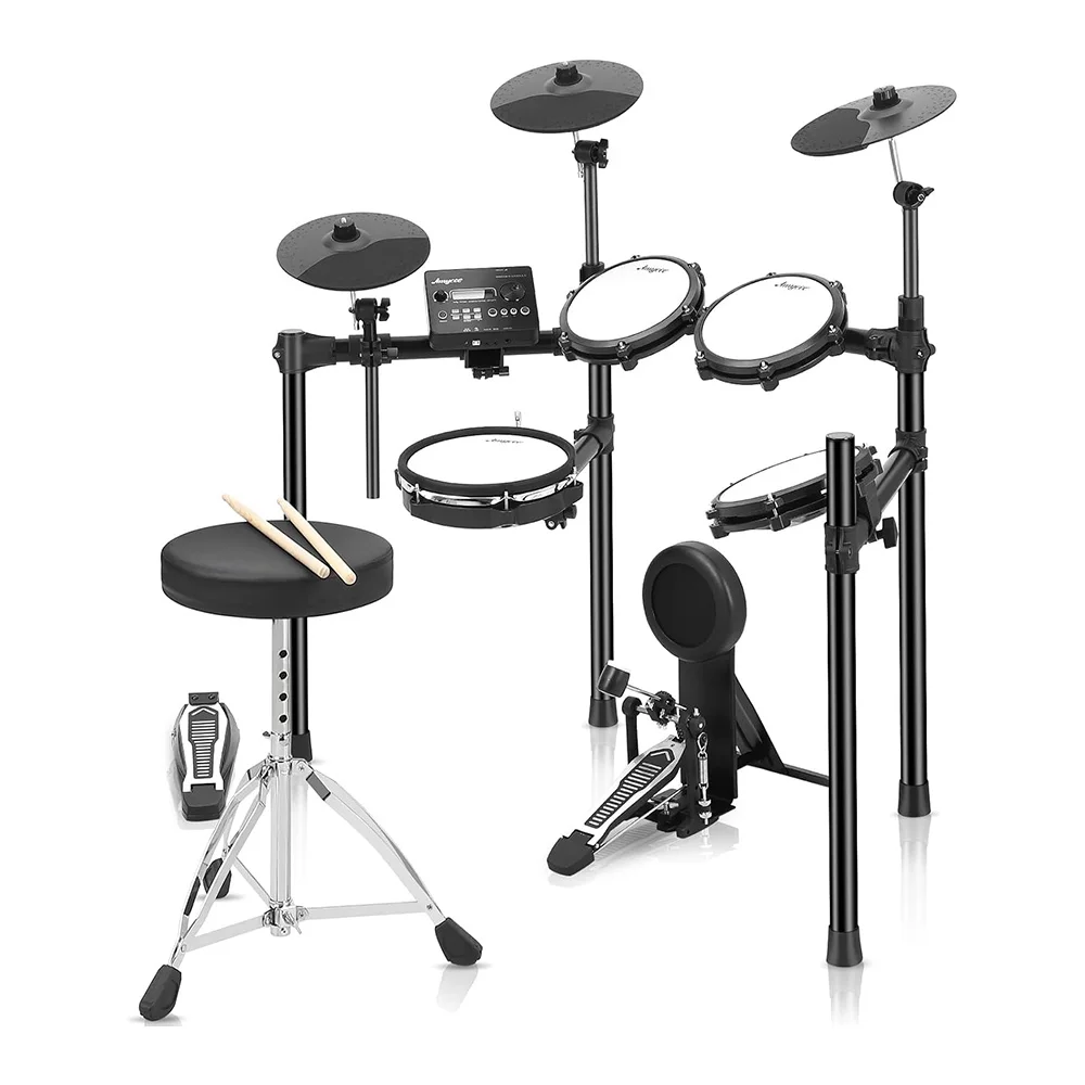 Electronic Drum Set,5 Quiet Mesh Drum Pads, Electric Drums With 2 Switch Pedal, Drum Throne, Drum Pad and Sticks, Headphones
Electronic Drum Set,5 Quiet Mesh Drum Pads, Electric Drums With 2 Switch Pedal, Drum Throne, Drum Pad and Sticks, Headphones