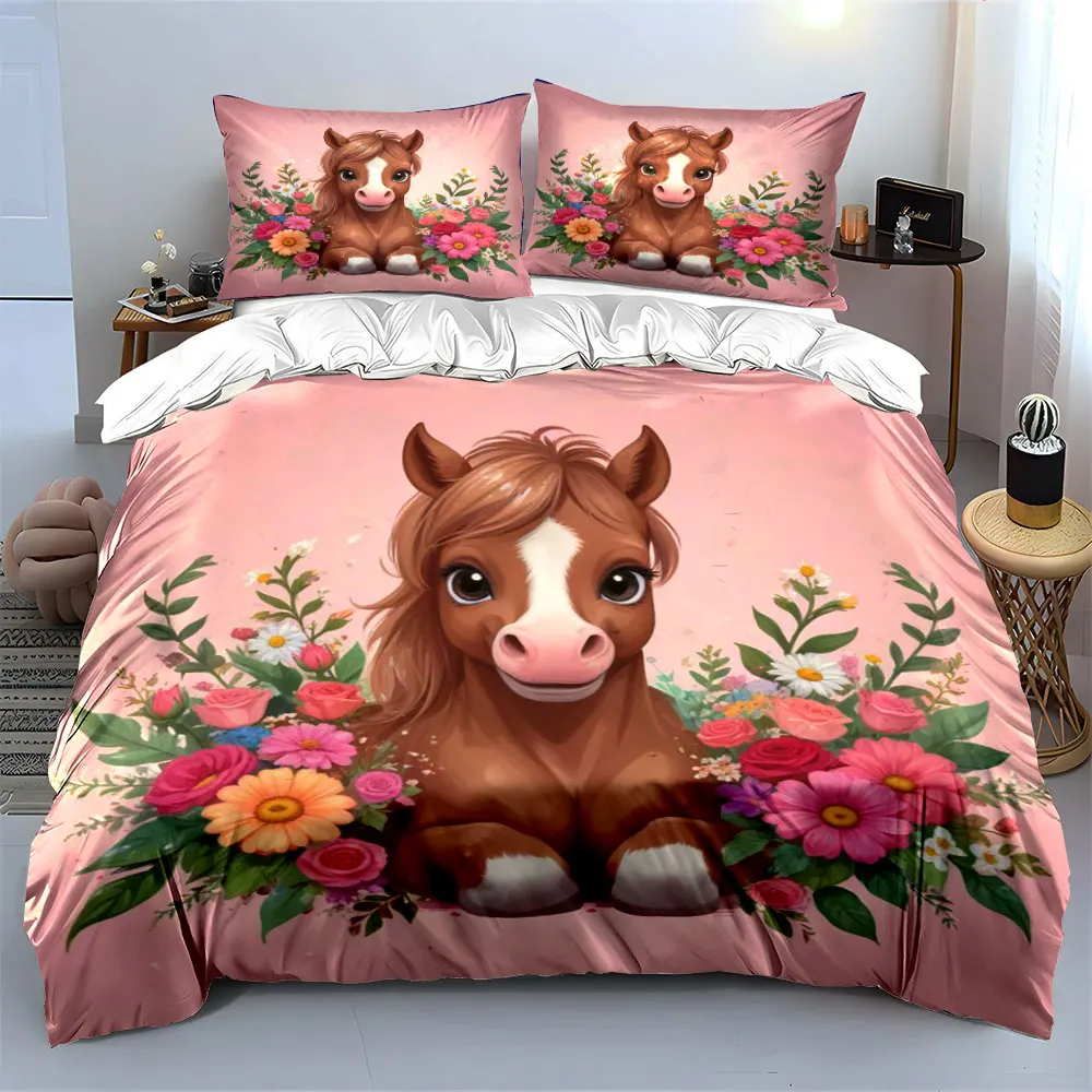 Cute pony with floral background Print Soft Comfortable Duvet Cover Bedding Set Included 1*Duvet Cover 2*Pillowcases
Cute pony with floral background Print Soft Comfortable Duvet Cover Bedding Set Included 1*Duvet Cover 2*Pillowcases