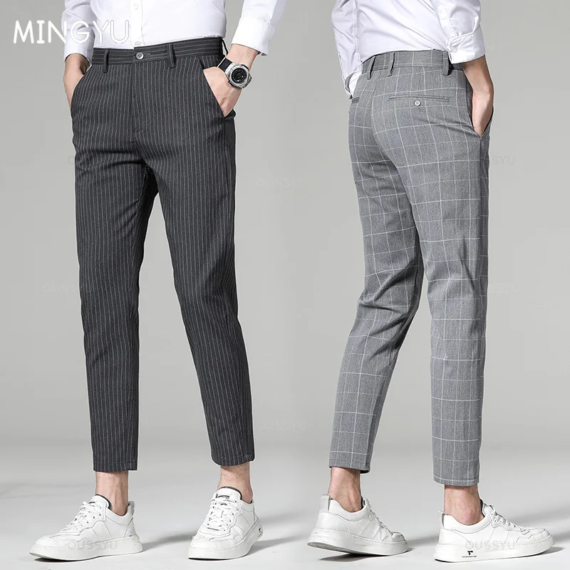 High Quality Plaid Stripe Ankle Length Pants Men Business Long Length Pant Straight Korea Grey Black Suit Formal Trousers Male
High Quality Plaid Stripe Ankle Length Pants Men Business Long Length Pant Straight Korea Grey Black Suit Formal Trousers Male