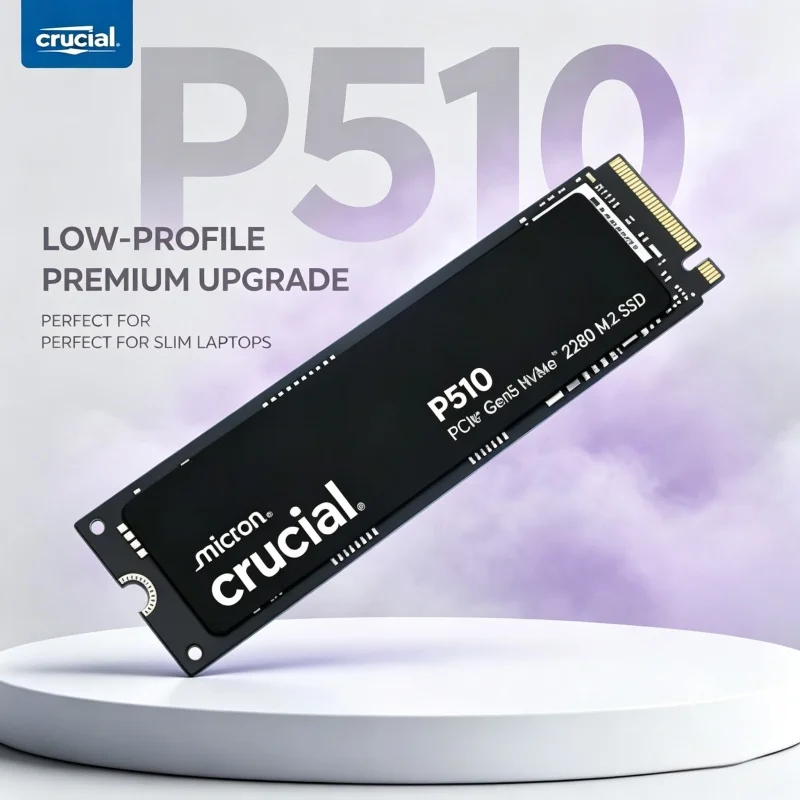 Flagship PCIe Gen5 SSD Crucial P510 M.2 2280 NVMe 1TB/2TB 3D NAND Premium Fast Solid Drive for Gaming PC Storage
Flagship PCIe Gen5 SSD Crucial P510 M.2 2280 NVMe 1TB/2TB 3D NAND Premium Fast Solid Drive for Gaming PC Storage