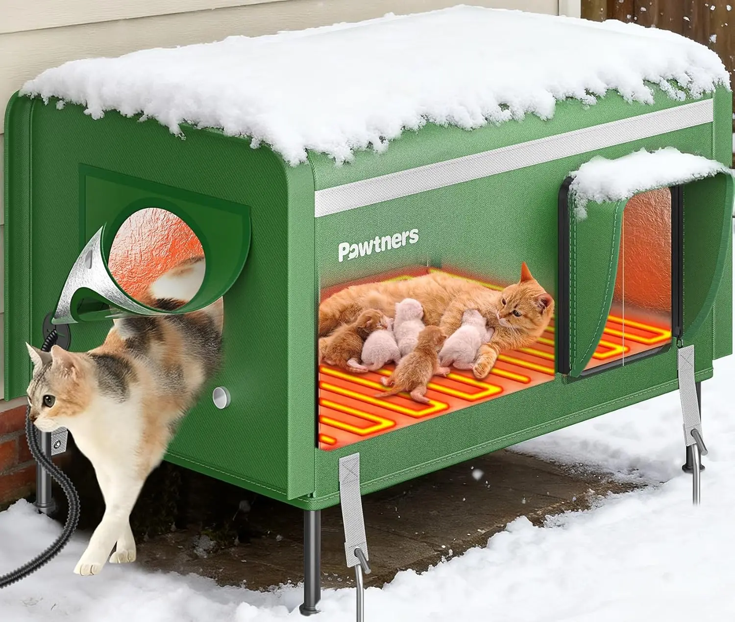 Heated Outdoor Cat Shelter, XL Insulated Weatherproof House with Heated Pad and Escape Door for Winter
Heated Outdoor Cat Shelter, XL Insulated Weatherproof House with Heated Pad and Escape Door for Winter