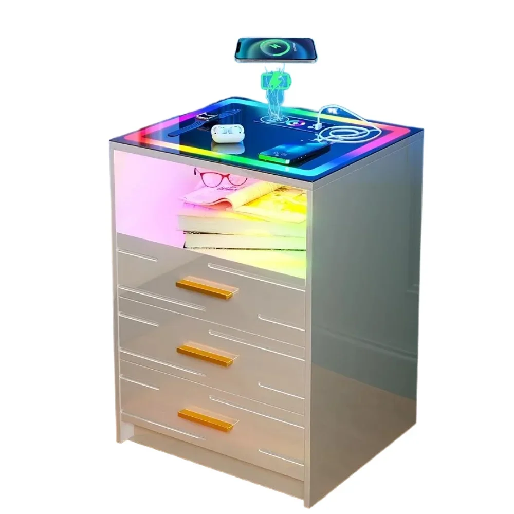 LED Nightstand With Wireless Charging Station And 24 Color Dimmable Auto Sensor For Bedroom Furniture Bedside Table Nightstands
LED Nightstand With Wireless Charging Station And 24 Color Dimmable Auto Sensor For Bedroom Furniture Bedside Table Nightstands
